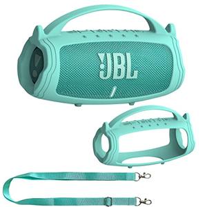 JCHPINE Silicone Cover Case for JBL Charge 5 Portable Bluetooth Speaker, Protective Skin Holder for JBL Charge 5 Speaker Accessories (Teal Case, NOT Fit Wi-Fi Version)