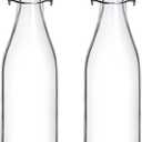 2 Pack Swing Top Glass Bottles 16oz, Flip Top Glass Bottle with Airtight Lid for Fermentation, Kombucha, Mead, Vanilla Extract, Coquito, Vinegar, Beer, Kefir, Soda, Juice, Oil for Home Brewing
