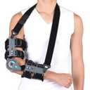 Komzer Hinged Elbow Brace, Adjustable Post OP ROM Elbow Brace with Sling Stabilizer Splint Arm Injury Recovery Support After Surgery (Right)