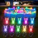 Solar Pool Lights for Above Ground Pools, 10 Pack Waterproof Above Ground Pool Lights, Dusk to Dawn Auto On/Off Decorative Night Lights for Frame Pool, Outdoor Railings (Colour Light)