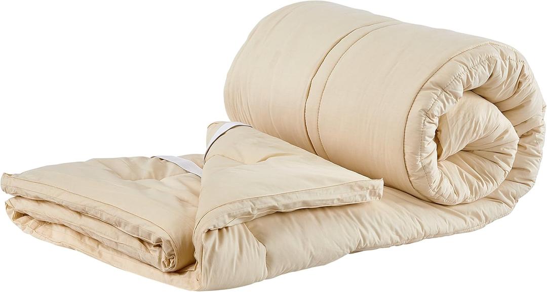 Sleep & Beyond myMerino 100% Organic Merino Wool Topper with Cotton Cover for All Seasons - 1.5 Inch Thick Comfortable and Breathable Topper - Moisture Wicking - Ivory - King 76x80