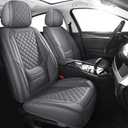 Car Seat Covers Full Set, Grey Leather Seat Covers, Breathable Front and Back Car Seat Protectors, Wear-Resistant Seat Covers Universal Fit for Most Cars SUV Truck (Grey-Diamonds, Full Set)