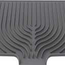 JACZZO Silicone Dish Drying Mat for Kitchen Counter, 19.7" x 17.2" Large Drying Mat with Built-in Drain Lip, Heat Resistant Countertop Protector Pad, Fast Drying & Easy Clean, Grey