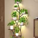 Plant Stand Indoor with Grow Lights 65" Tall Plant Shelf Corner Lighted Plant Stands for Indoor Growing Multiple Metal 8 Tiered Large S-Shape Display Shelves Plant Rack for Home Decor Patio Balcony