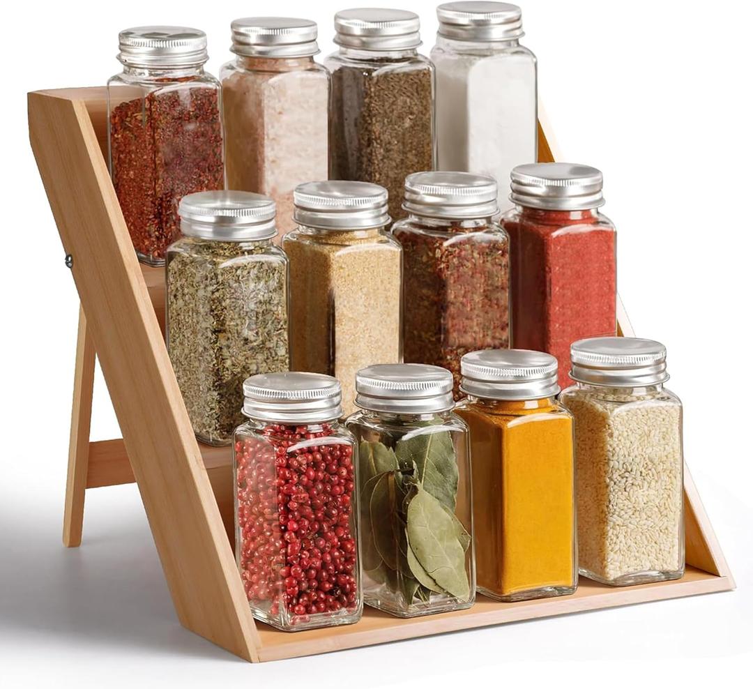 RoyalHouse Bamboo Spice Rack Organizer for Kitchen Cabinet, Countertop Display Shelf- 3 Tier Shelf -Space Organizer for Kitchen and Bathroom