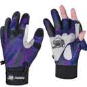 RUNCL Fishing Gloves Winter Warm RAGUEL, Touchscreen Outdoor Fishing Gloves, Neoprene 3 Cut Fingers Cycling Gloves, Convertible Windproof for Men Women Ice Fishing Photography Kayaking（Purple，XXL）