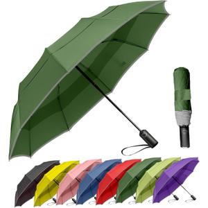 MRTLLOA 42/ 49 Inch Compact Travel Essentials Umbrella for Rain, Lightweight, Portable, Automatic, Strong, Waterproof Folding Umbrellas for Women, Men and Teenagers(49 Inch, Green)