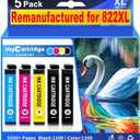 822XL Ink Cartridges Remanufactured Replacement for Epson 822XL Ink Cartridges 822 XL for Epson WF-3820 Printer WF-4820 WF-4830 WF-4833 WF-3823 Printer 5 Pack 822XL