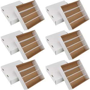 Trading Card Storage Box 3120 Count Collector Cards Box White Sports Card Storage Boxes Card Sorting Tray Cases Cards Collection Trading Cards Box for Soccer Basketball Cards(6 Set)