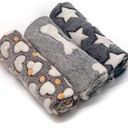 1 Pack 3 Puppy Blankets Super Soft Warm Sleep Mat Grey Cute Print Fluffy Fleece Pet Flannel Throw Dog Blankets for Small Dogs Cats,Star&Bone&Love- Small (23"x15")