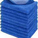 SINLAND Absorbent Microfiber Dish Cloth Dish Rags Best Kitchen Cloths Cleaning Cloths with Poly Scour Side 12Inchx12Inch 10 Pack Dark Blue