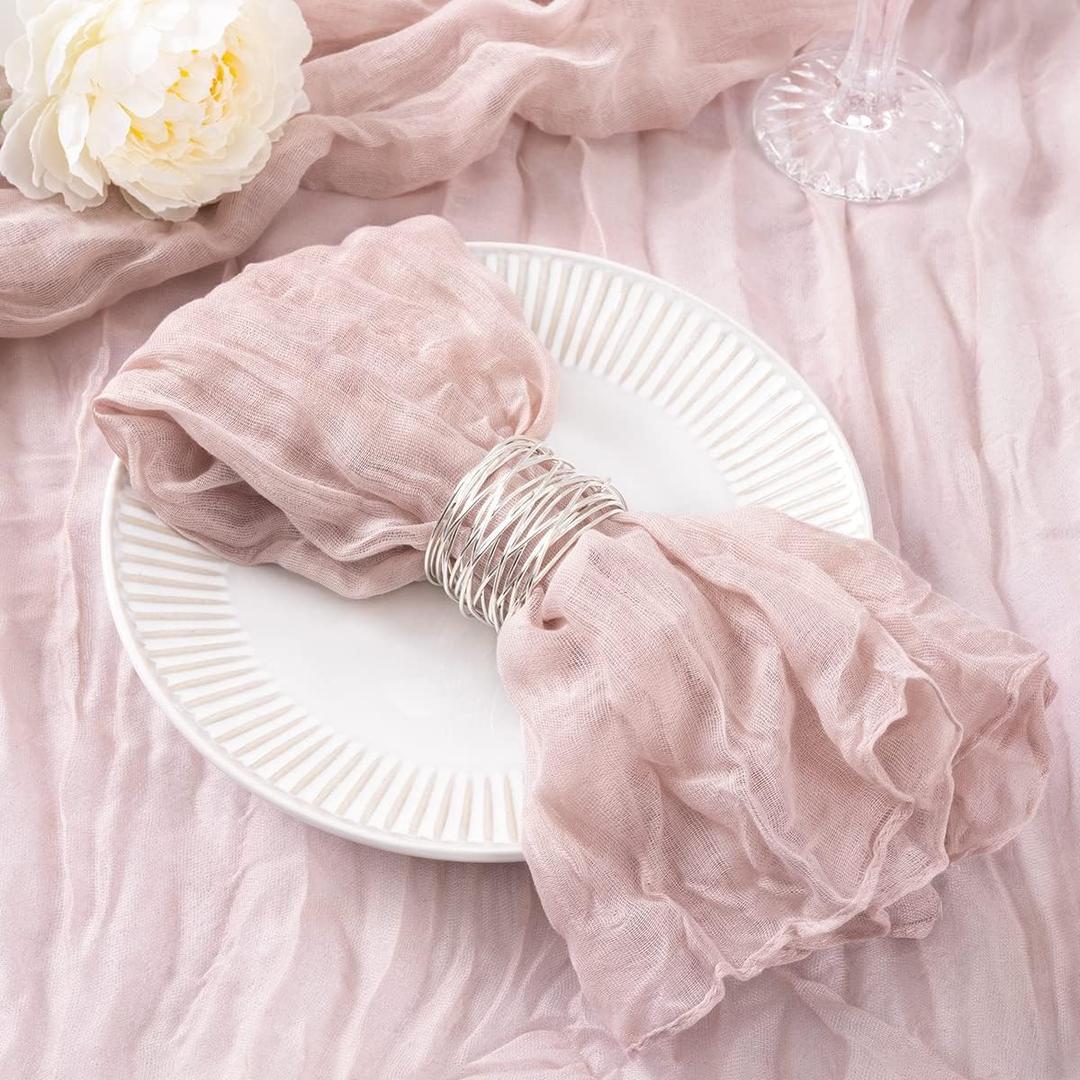 DeZerlor 50 Pack Pink Cheesecloth Napkins Spring Cloth Napkins Set of 50 Pale Pink Dinner Napkins Bulk 21x21 Inches for Wedding Bridal Shower Baby Shower Parties
