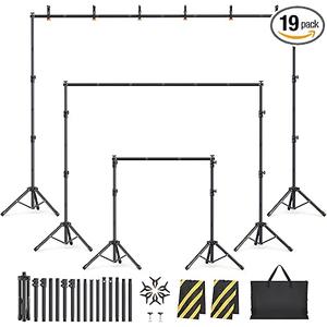 Eocnrhe Backdrop Stand Kit 6 Widths, 10x7.5ft Adjustable Background Stand for Parties & Studio Photography, Black