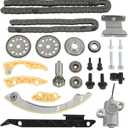 Engine Timing Chain Kit W/Balance Shaft Set Tensioner Rail Guide Crank Replacement For Buick LaCrosse Regal Verano G5 G6 Solstice Aura Ion Vue 2.0L 2.2L 2.4L Replace 94201S 12680750 Timing Chain Kit
