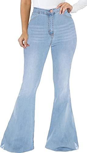 CuteCherry Bell Bottom Jeans for Women Ripped Skinny Bell Bottom Raw Hem Denim Pants M