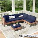 hyha Outdoor Couch Cushion Covers, Sectional Couch Sofa Covers Washable, Jacquard Diamond Lattice, Stretch Sofa Seat Cushion Cover for Indoor/Outdoor Patio Furniture (1 Piece for Medium, Navy)