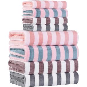 Microfiber Bath Towel Set 4 Bath Towels 4 Hand Towels 4 Colors for Shower Pool Beach Bathroom Super Absorbent Soft Quick Dry Lightweight