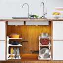 Multi-functional Pots and Pans Organizer for Small Cabinet,3 Tiers 16.5" Height Adjustable Under Sink Organizer Rack to organize pots and pans and lids at the same time.White