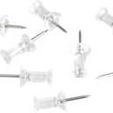 Amazon Basics Push Pins Tacks, Steel Point, Clear Plastic Head, for Bulletin Board, Maps, Posters, and Craft Projects, 100-Pack