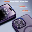 Zapica Magnetic for iPhone 14 Pro Case, [Compatible with MagSafe] [Military Grade Drop Protection] Translucent Matte Shockproof Anti-Scratch Phone Cover, Dark Purple
