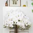 IPOPU 40.16" White Orchid Artificial Flowers 5PCS Fake Orchid Long Stems Phalaenopsis Branches Real Touch Silk Orchids for Vase for Bridal Shower Home Party Wedding Decoration (White)
