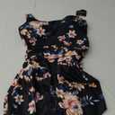 One Piece Swim Dress Swimsuits for Women Tummy Control Swimdress Skirt V Neck Bathing Suit (Medium, Black Floral Print)