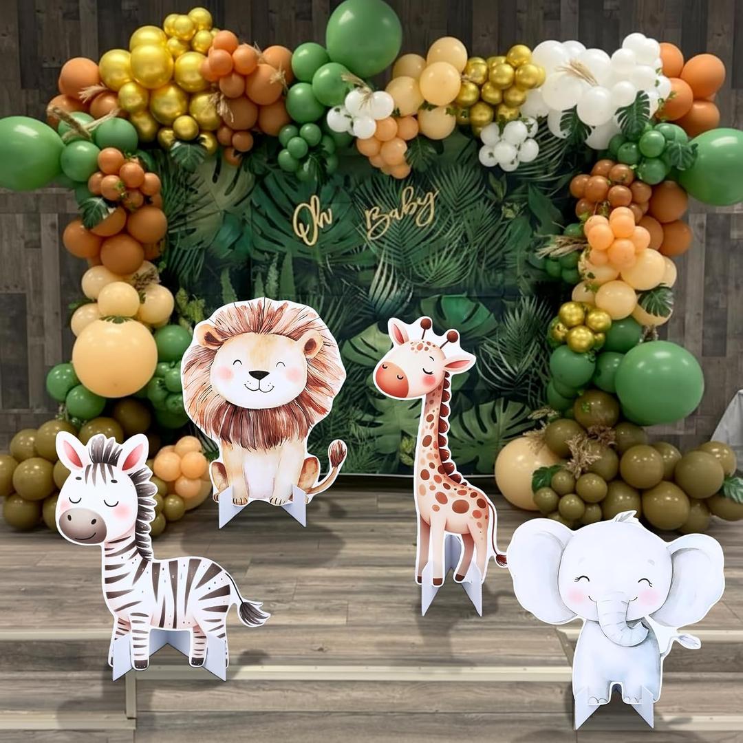 4 Pcs Large Jungle Vbs Animals Decorations 23.6 Inch Safari Birthday Decorations Jungle Animals Cutouts Backdrop Booth Props Party Supplies for Vbs Wildlife Theme Birthday Party Decor