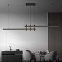 HUASHARE 83" Modern Black Linear Pendant Lights Kitchen Island Lighting Minimalist Led Chandeliers Pool Table Light Dimmable Ceiling Hanging Light Fixture Dining Room with Remote Control