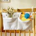 EUBUY Cotton Baby Bedside Hanging Storage Bag, 2-Pack Hanging Diaper Organizer for Crib & Changing Table 2 Pockets Organizer for Baby Cribs and Toys