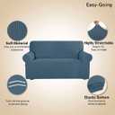 Easy-Going Stretch Loveseat Slipcover 1-Piece Sofa Cover Furniture Protector Couch Soft with Elastic Bottom for Kids Polyester Spandex Jacquard Fabric Small Checks (Loveseat, Bluestone), Size: Medium Loveseat