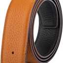 Vatee's Reversible Genuine Leather Belts For Men/Women Replacement Belt Strap Without Buckle 1.25"/1.34"/1.5" Wide (199: Black / Earth Yellow)