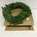 National Tree Company Pre-Lit Artificial Christmas Wreath, Green, North Valley Spruce, White Lights, Christmas Collection, 24 Inches, NRV7-300D-24WB1