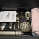 8-in-1 Dual Voltage Hot Air Styler & Hair Dryer Brush with Straightener & Curler Attachments, 110,000 RPM Ionic Fast Drying for Frizz-Free Styling, Includes Travel Bag (Champagne Gold)