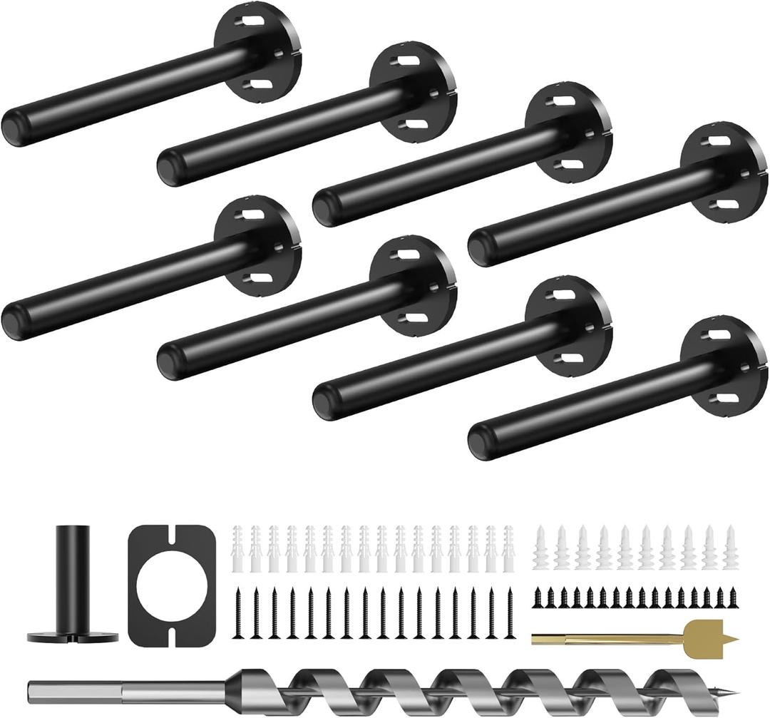 8pcs Wall Shelf Brackets Heavy Duty Floating Shelf Bracket Hidden, Invisible Black Shelving Brackets Decorative Floating Shelf Hardware Heavy Duty, Metal Shelf Support Bracket (6 inch-8pcs)