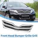 X AUTOHAUX No.531120T021 Front Upper Hood Bumper Grille Grill for Toyota Venza 2013-2015 LE Front Upper Bumper Kidney Grille Grill Chrome Silver Tone