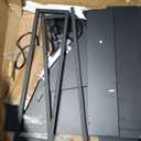 Rolanstar Corner Desk, 44.5" W x 34.5" H Carbon Fiber Computer Desk with Power Outlets, LED Lights and Keyboard Tray, Small Office Computer Desk with Monitor Stand for Small Space, Carbon Black