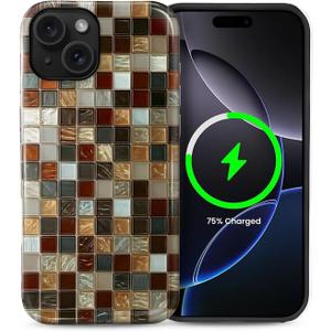Magnetic Case for iPhone 15 Case,Compatible with MagSafe Mosaic Tile Elegant Colorful Design Hybrid Dual Protection Silicone + Hard PC Shockproof Full Body Cover Case for Men Women