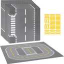 Pokiiulk 9 Pack Road Base Pates for Building, Compatible with Lego Classic Bricks, 10 x 10 Baseplates Fits for Lego Roads, Road Base Plates for City Sets (Attached DIY Stickers)