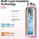 DYSANKY Insulated Water Bottle | Thickened Stainless Steel Vacuum Metal | Portable Sports Water Jug for Gym and Hiking with Straw, Carrier Bag, Handle Strap | BPA-Free 40 oz, Pink