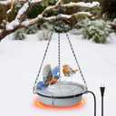 Adnee Hanging Heated Birdbath for Winter Outdoor, 100W Thermostatical Heated Bird Bath with Power Cord, Hanging Garden Bird Bath for Outside Patio Yard Decoration
