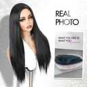 Quantum Love Wigs Long Natural Straight Middle Part Natural Black Color Wig Heat Resistant Realistic Synthetic Daily Party Cosplay Halloween Daily Party Use Wig