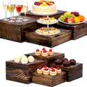 8 Pack Wooden Buffet Risers Rustic Wood Cupcake Stand Catering Supplies Buffet Display with Mini Signs Food Risers for Buffet Table Dessert Display Stand for Home Decor Party Wedding Birthday