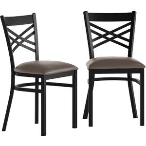 Flash Furniture Hercules X-Back Chair - Vinyl Seat, Black/Mocha, 2-Pack, Set of 2