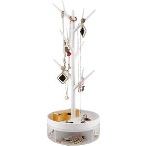 Branch Jewelry Rack With Rotatable Base and Storage Box Tree Tower Rack Hanging Organizer for Ring Earrings Necklace Bracelet,Suitable for living rooms, bathrooms,offices,etc.