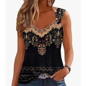 ETCYY NEW Womens Tank Tops 2025 Summer T Shirts V Neck Sleeveless Casual Loose Blouses, Size XL