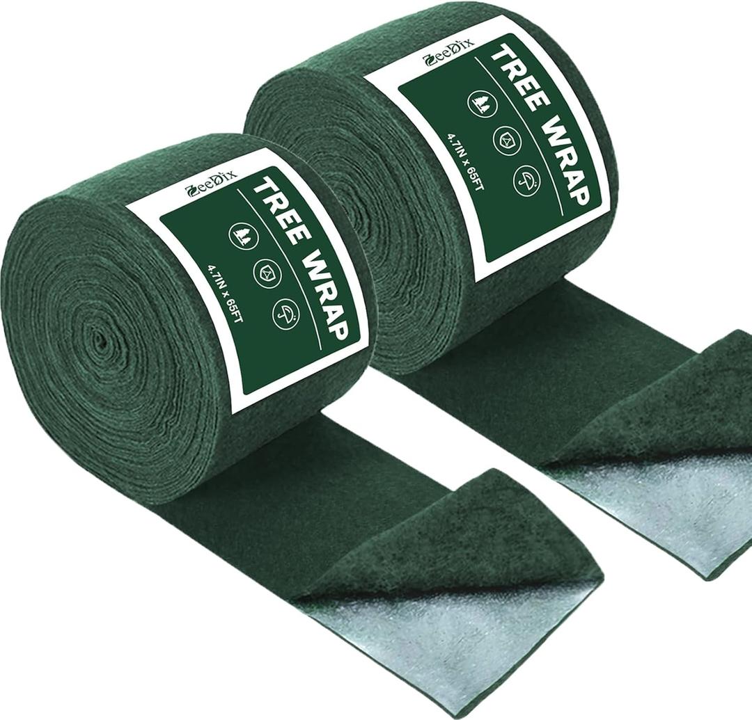ZeeDix 3-Layer Winter Tree Wrap to Protect Bark - 130 Ft Heavy Duty Cold-Proof Wrap for Damaged Bark Trunk Guards Protector, Saplings Barrier Covers from Deers Insects Animals (2 Rolls)