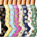 CHARMKING Compression Socks for Women & Men Circulation (8 Pairs) 15-20 mmHg is Best Support for Athletic Running,Cycling (Small-Medium, 32 Black/Yellow/Cyan/Rose/Blue)