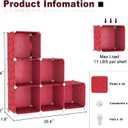 UNKU Cube Storage Organizer, 6 Cube Closet Organizer Storage Shelves, DIY Stackable Bookcase, Clothes Organizer Shelf for Closet, Bedroom, Living Room, Cabinet, Home, Office, Red