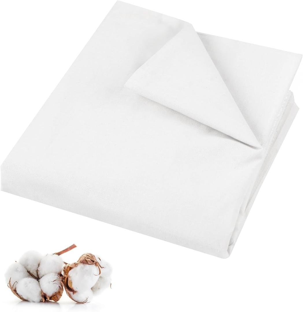 PEASUG 100% Cotton Muslin Fabric,59 inch x 2 Yards Bleached Muslin Fabric by The Yard, Medium Weight Draping Fabrics Suitable for Sewing Embroidery, Garments, Crafts Material-White