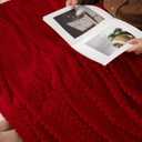 Red Throw Blanket 50"60" inches Gifts for Mom Fuzzy 3D Jacquard Decorative Flannel Fleece Super Soft Plush Cozy Blanket for Couch Sofa Chair Lightweight